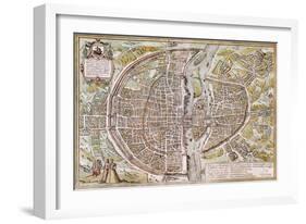 Paris Map, 1581-Georg Braun-Framed Giclee Print