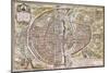 Paris Map, 1581-Georg Braun-Mounted Giclee Print