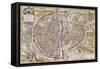 Paris Map, 1581-Georg Braun-Framed Stretched Canvas