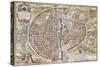 Paris Map, 1581-Georg Braun-Stretched Canvas
