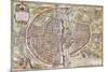 Paris Map, 1581-Georg Braun-Mounted Giclee Print