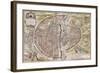 Paris Map, 1581-Georg Braun-Framed Giclee Print