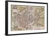 Paris Map, 1581-Georg Braun-Framed Giclee Print