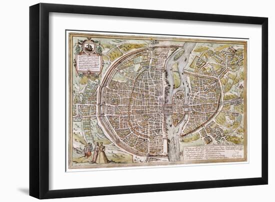 Paris Map, 1581-Georg Braun-Framed Giclee Print