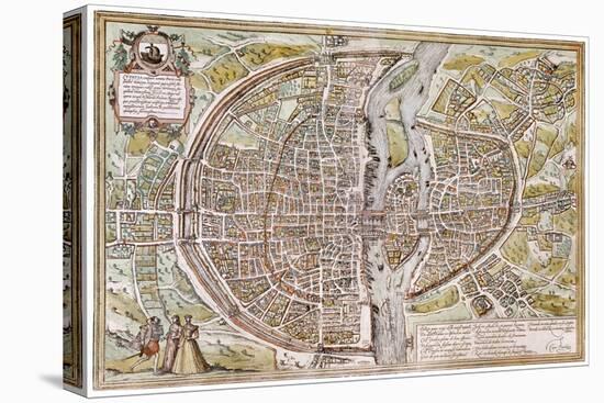 Paris Map, 1581-Georg Braun-Stretched Canvas