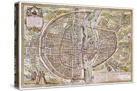 Paris Map, 1581-Georg Braun-Stretched Canvas