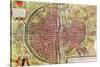 Paris Map from "Civitates Orbis Terrarrum" by Georg Braun and Franz Hogenbergh, French, 1572-1617-Georg Braun-Stretched Canvas