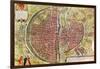 Paris Map from "Civitates Orbis Terrarrum" by Georg Braun and Franz Hogenbergh, French, 1572-1617-Georg Braun-Framed Giclee Print