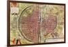 Paris Map from "Civitates Orbis Terrarrum" by Georg Braun and Franz Hogenbergh, French, 1572-1617-Georg Braun-Framed Giclee Print