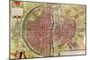 Paris Map from "Civitates Orbis Terrarrum" by Georg Braun and Franz Hogenbergh, French, 1572-1617-Georg Braun-Mounted Giclee Print