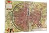 Paris Map from "Civitates Orbis Terrarrum" by Georg Braun and Franz Hogenbergh, French, 1572-1617-Georg Braun-Mounted Giclee Print