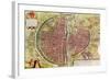 Paris Map from "Civitates Orbis Terrarrum" by Georg Braun and Franz Hogenbergh, French, 1572-1617-Georg Braun-Framed Giclee Print