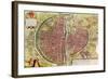 Paris Map from "Civitates Orbis Terrarrum" by Georg Braun and Franz Hogenbergh, French, 1572-1617-Georg Braun-Framed Giclee Print