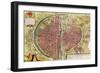 Paris Map from "Civitates Orbis Terrarrum" by Georg Braun and Franz Hogenbergh, French, 1572-1617-Georg Braun-Framed Giclee Print