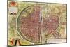 Paris Map from "Civitates Orbis Terrarrum" by Georg Braun and Franz Hogenbergh, French, 1572-1617-Georg Braun-Mounted Giclee Print