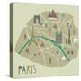 Paris Map Greeting Card Design-Lavandaart-Stretched Canvas