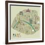 Paris Map Greeting Card Design-Lavandaart-Framed Art Print