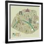 Paris Map Greeting Card Design-Lavandaart-Framed Art Print