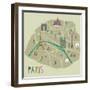 Paris Map Greeting Card Design-Lavandaart-Framed Art Print