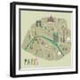 Paris Map Greeting Card Design-Lavandaart-Framed Art Print