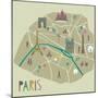 Paris Map Greeting Card Design-Lavandaart-Mounted Art Print