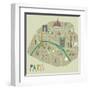 Paris Map Greeting Card Design-Lavandaart-Framed Art Print