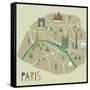 Paris Map Greeting Card Design-Lavandaart-Framed Stretched Canvas