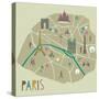 Paris Map Greeting Card Design-Lavandaart-Stretched Canvas