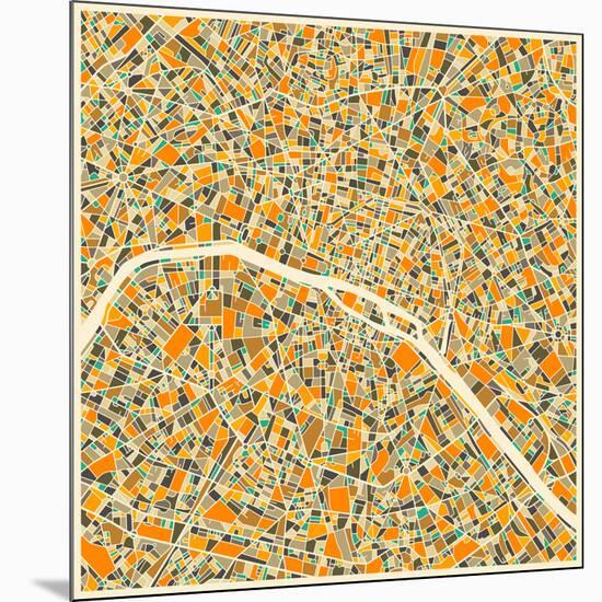 Paris Map-Jazzberry Blue-Mounted Premium Giclee Print