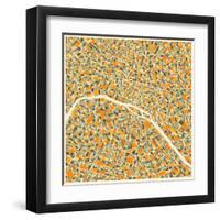 Paris Map-Jazzberry Blue-Framed Art Print