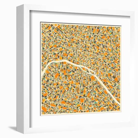 Paris Map-Jazzberry Blue-Framed Art Print