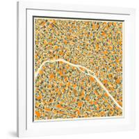 Paris Map-Jazzberry Blue-Framed Art Print