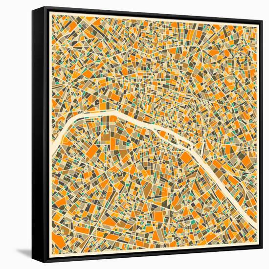 Paris Map-Jazzberry Blue-Framed Stretched Canvas