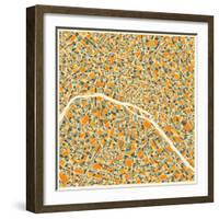 Paris Map-Jazzberry Blue-Framed Art Print