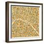 Paris Map-Jazzberry Blue-Framed Art Print