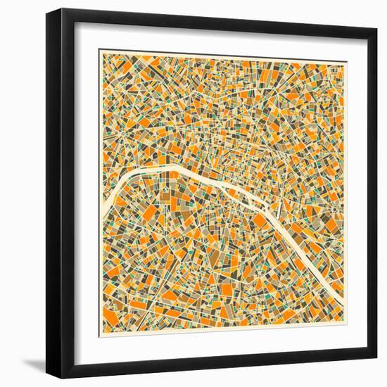 Paris Map-Jazzberry Blue-Framed Art Print