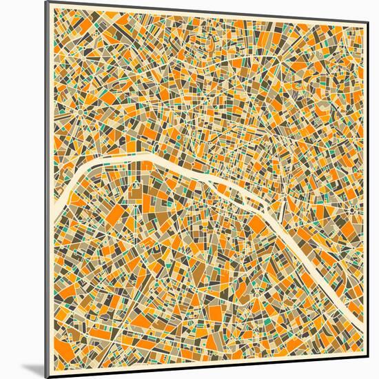 Paris Map-Jazzberry Blue-Mounted Art Print