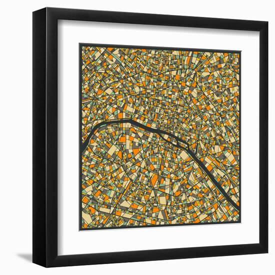 Paris Map-Jazzberry Blue-Framed Art Print