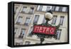 Paris Metro Signpost-Cora Niele-Framed Stretched Canvas