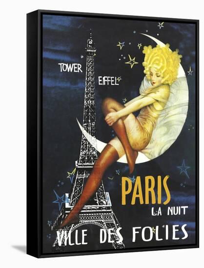 Paris Moon-null-Framed Stretched Canvas