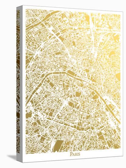 Paris New-The Gold Foil Map Company-Stretched Canvas