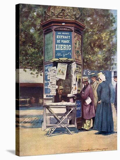 Paris, News Kiosk C20-Mortimer Menpes-Stretched Canvas