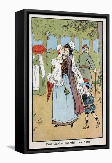 Paris Nursemaid Giving Her Charges Fresh Air in the Champs Elysees, C1890-null-Framed Stretched Canvas