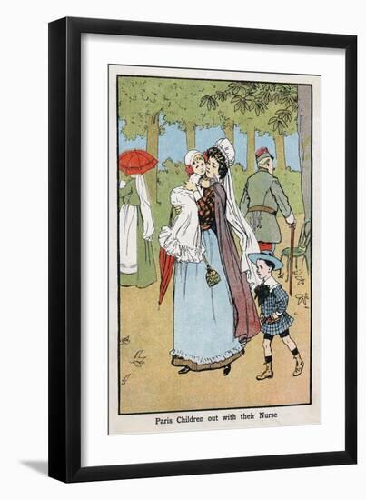 Paris Nursemaid Giving Her Charges Fresh Air in the Champs Elysees, C1890-null-Framed Giclee Print