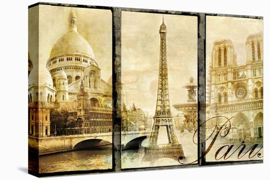 Paris - Old Photo-Album Series-Maugli-l-Stretched Canvas