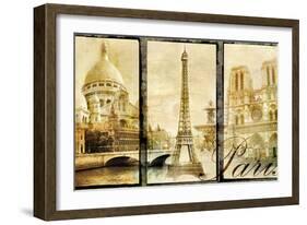 Paris - Old Photo-Album Series-Maugli-l-Framed Art Print