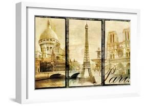 Paris - Old Photo-Album Series-Maugli-l-Framed Art Print