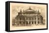 Paris Opera House Etching-null-Framed Stretched Canvas