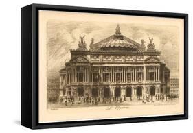 Paris Opera House Etching-null-Framed Stretched Canvas
