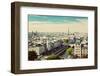 Paris Panorama, France. View on Eiffel Tower and Seine River from Notre Dame Cathedral. Vintage, Re-Michal Bednarek-Framed Photographic Print